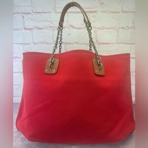 Bottega Veneta Large Red Canvas Chain Tote
